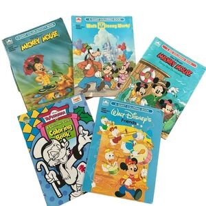 Vintage Walt Disney Mickey Coloring Book Lot of 5 Giant Books Golden Merrigold